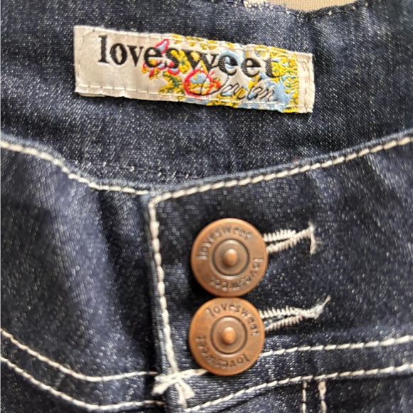 Lovesweet Denim Dark Navy Jeans with Wing Rhinestone Design - Picture 3 of 9